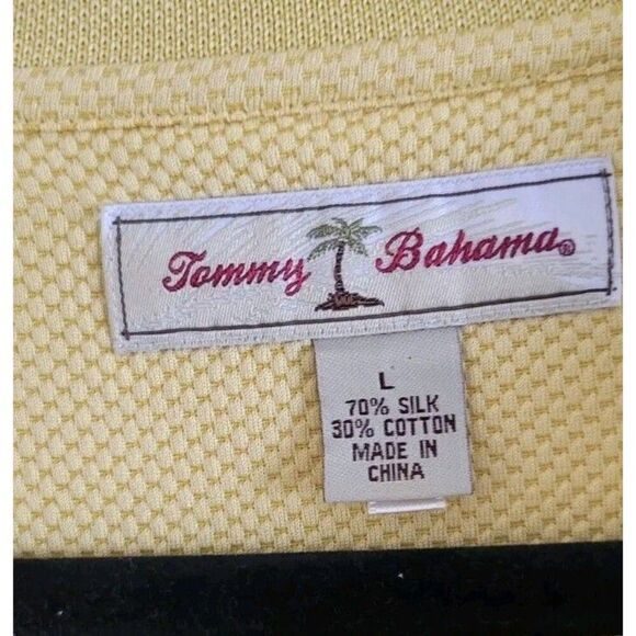 BANANA REPUBLIC Silk Blend Polo Golf Shirt Men’s Casual Large L Yellow Crepe - Picture 2 of 7